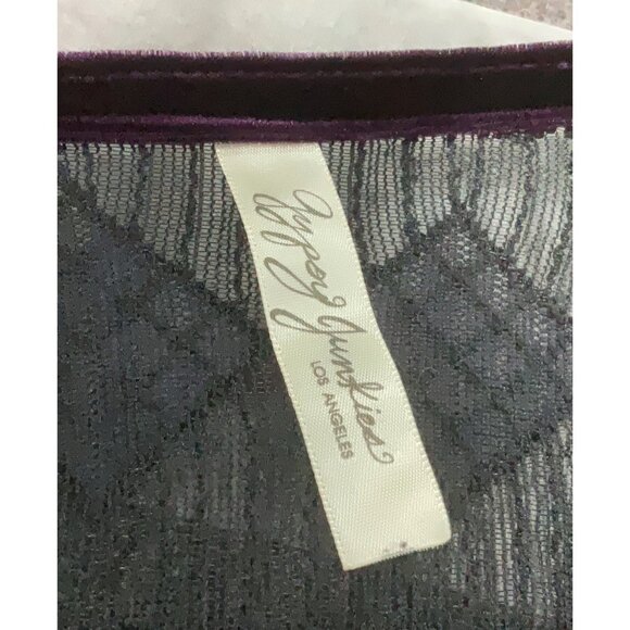 RARE Free People Black Lace Velvet Silk Bell Sleeve Whimsigoth Mini Dress Tunic - Picture 12 of 16